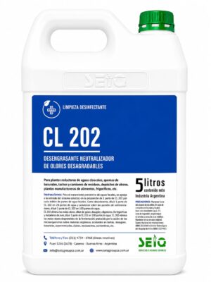 CL202 DESENGRASANTE, SANITIZANTE Y NEUTRALIZADOR DE OLORES 5LTS