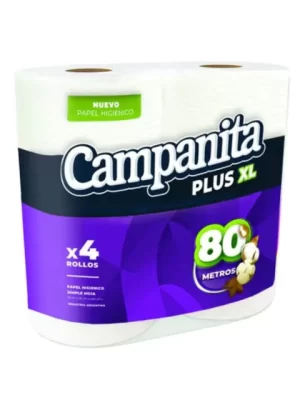PAPEL HIGIENICO CAMPANITA XL PLUS S.H. 80MTS