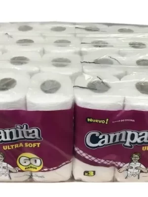 ROLLO DE COCINA CAMPANITA 60 PAÑOS BOLSON 24 ROLLOS