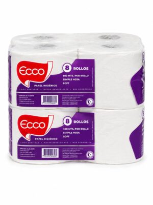 PAPEL HIGIENICO ECCO SOFT S.H. 300MTS PACK 8 ROLLOS
