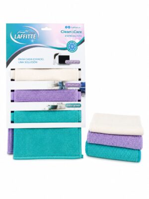 PAÑOS DE MICROFIBRA CLEAN&CARE DOBLE TEXTURA 30X30CM PACK 3U
