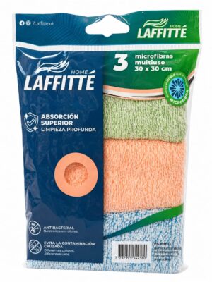 PAÑOS DE MICROFIBRA MULTIUSO 30X30CM PACK 3U