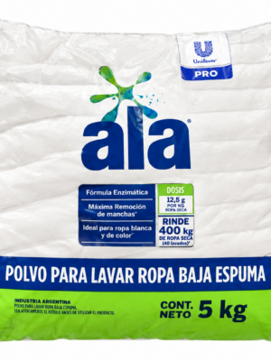 JABON EN POLVO PARA ROPA ALA BAJA ESPUMA 5KG