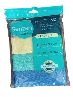 PAÑOS DE MICROFIBRA PARA MULTIUSO 30X30CM PACK 4U