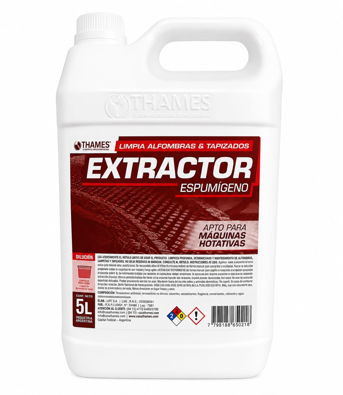EXTRACTOR ESPUMIGENO LIMPIADOR ALFOMBRAS Y TAPIZADOS 5LTS