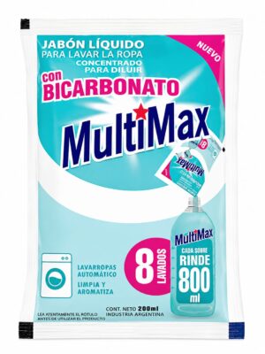 JABON LIQUIDO PARA ROPA CON BICARBONATO EN SOBRE CONCENTRADO PARA DILUIR HASTA 800MLS