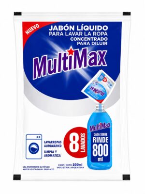 JABON LIQUIDO PARA ROPA EN SOBRE CONCONTRADO PARA DILUIR HASTA 800MLS
