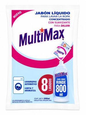 JABON LIQUIDO PARA ROPA CON SUAVIZANTE EN SOBRE CONCENTRADO PARA DILUIR HASTA 800MLS